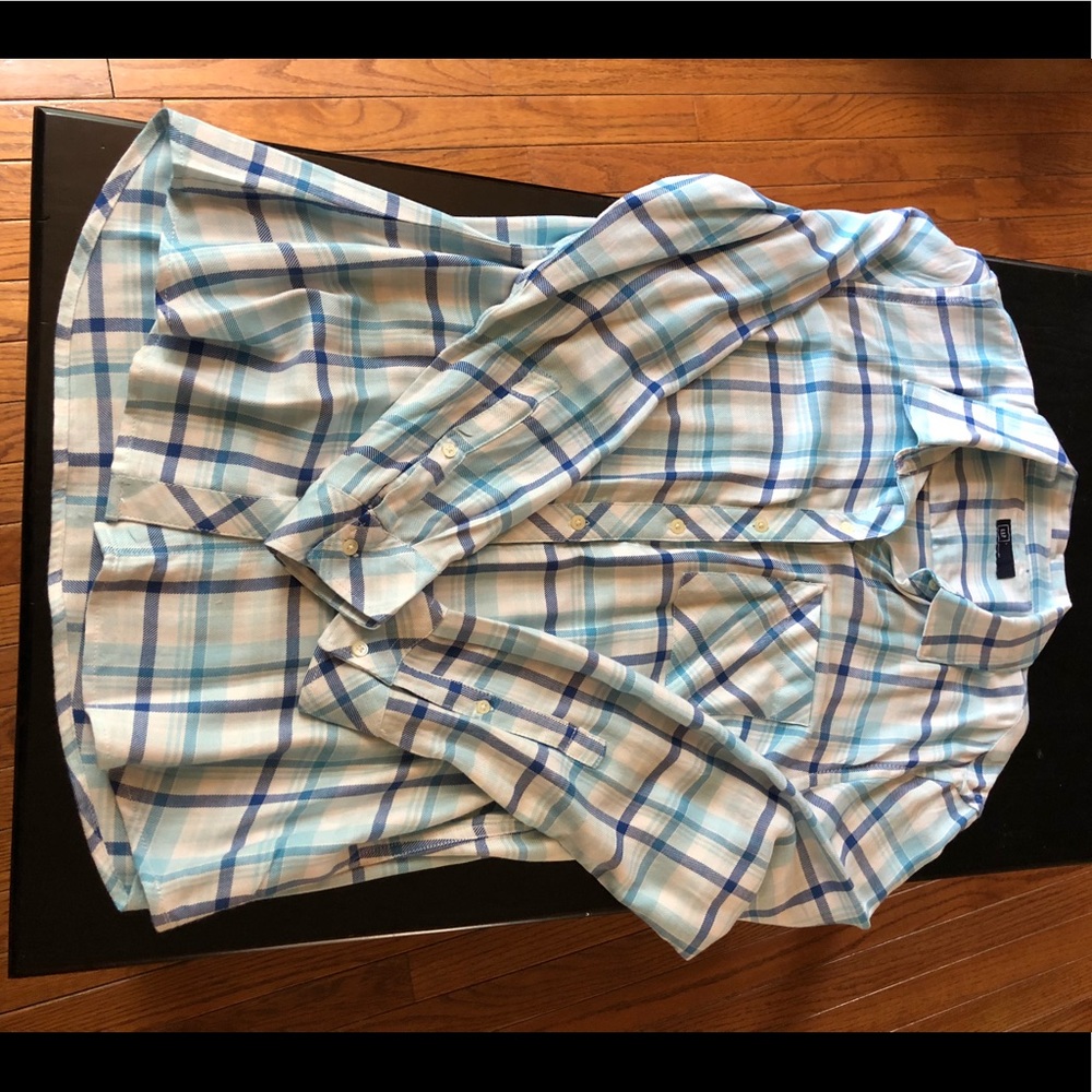 GAP blue plaid pocket woven